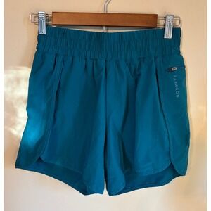 Paragon Fitwear Womens Teal Smocked Waistband Athletic Running Shorts Small